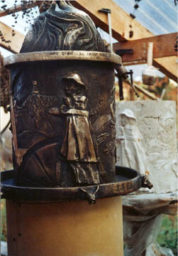 Historischer Stadtbrunnen Bad Brambach, Bronze/Granit, 2005
