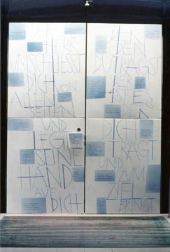 Bibeltext (180 x 300 cm), Autor Prof. Böhm / Emailliert durch Peter Luban - Emailkünstler. Ausführung im Emaillierwerk Beutha/Erzg.
